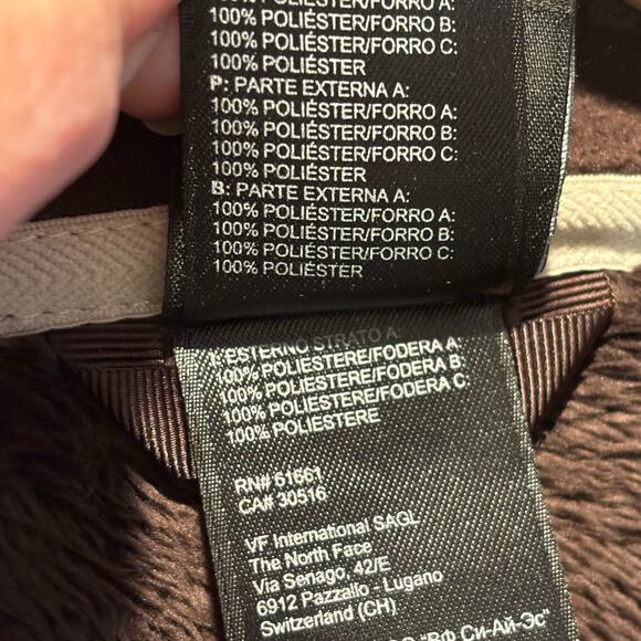 The North Face Faux Fur Chocolate Brown Full Zip Jacket - size Medium - Picture 8 of 9